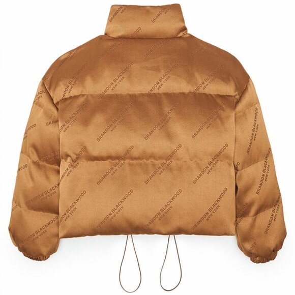 NEW Brandon Blackwood Camel Logo Twill Duck Down Feather Puffer Coat SZ XL - Picture 3 of 3